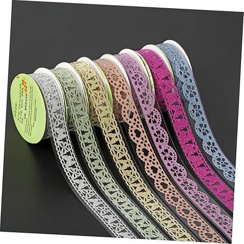 Miniatura 8 de TEHAUX 5 unidades de cinta de recortes para cuadernos, calcomanías decorativas de bricolaje, cinta de encaje, cinta brillante autoadhesiva, cinta