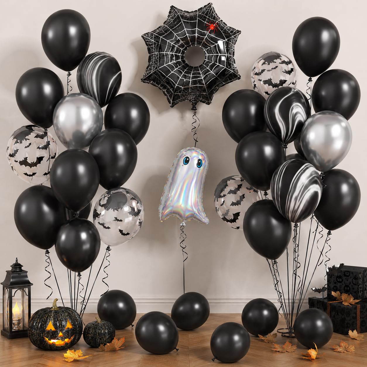 Halloween Black Silver Balloons Ghost Spider Foil Balloon Party Decorations โ image 1