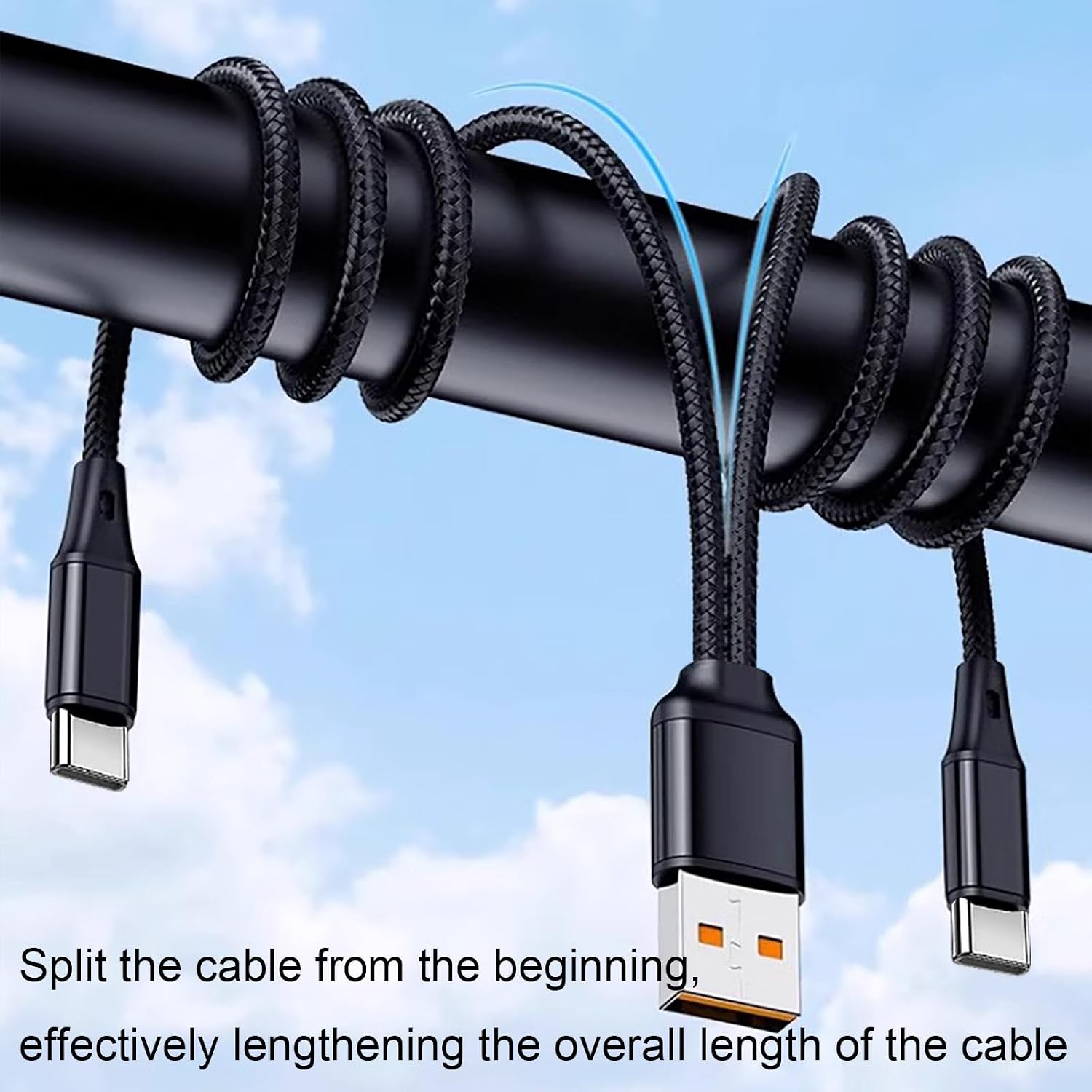 Dual USB C Multi Type C Cable 4FT, USB A to Double USB C Port image 5