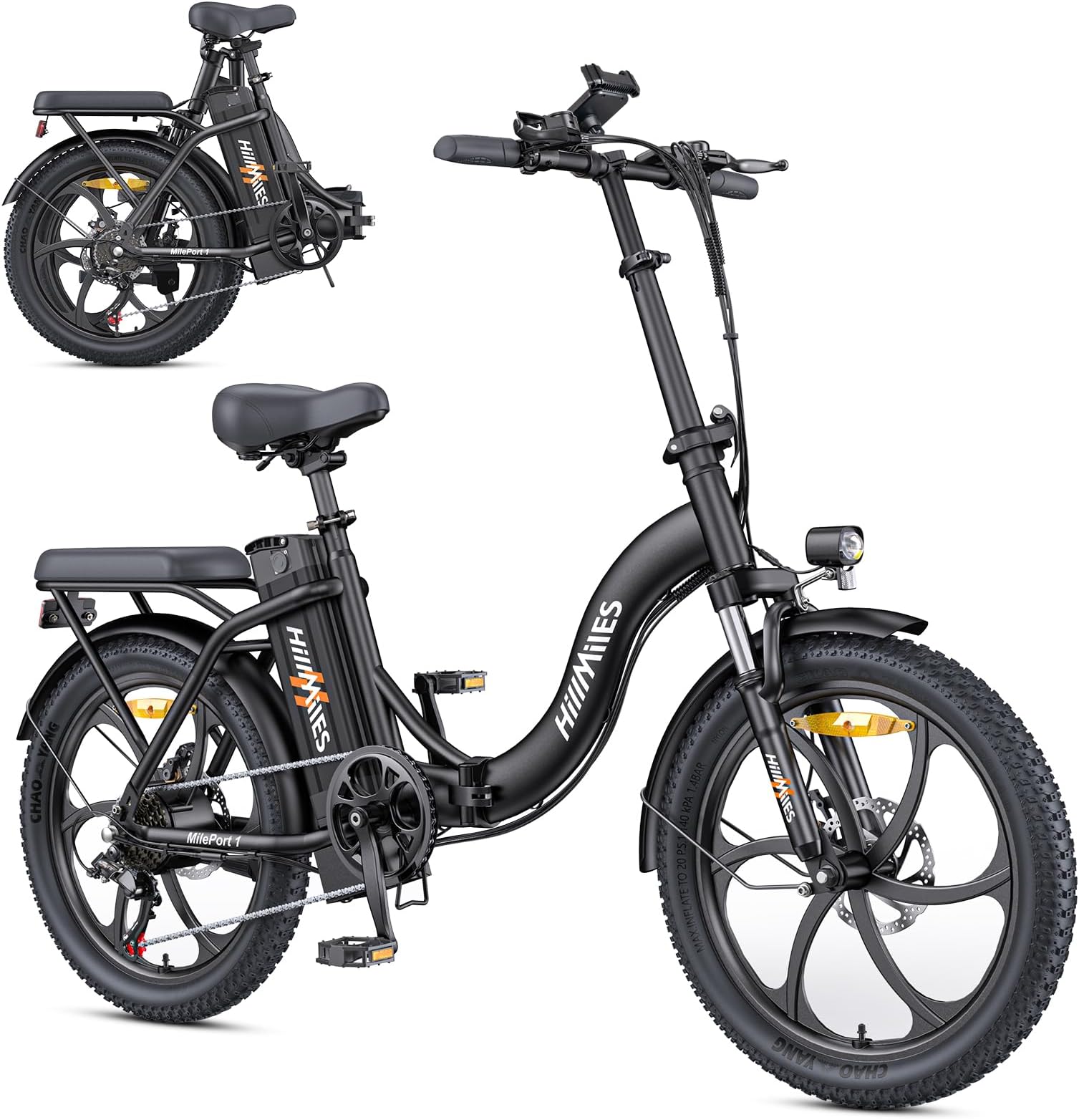 MilePort 1 Electric Bike for Adults with 36V 13AH Removable Battery, 20"*3.0" Fat Tire Folding Electric Bicycle with Top Speed ​​25KM/H &100KM Long Range, 250W Motor City Commuter Ebike