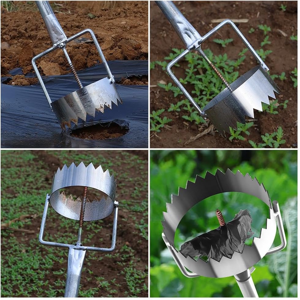 Bulb Planter Sod Remover Multipurpose,Mulch Film Hole Puncher - Adjustable Bulb Planter & Sod Remover Tool with Retractable Handle for Greenhouse Planting, Lawn Care and Garden Work (Diameter 7.5cm)