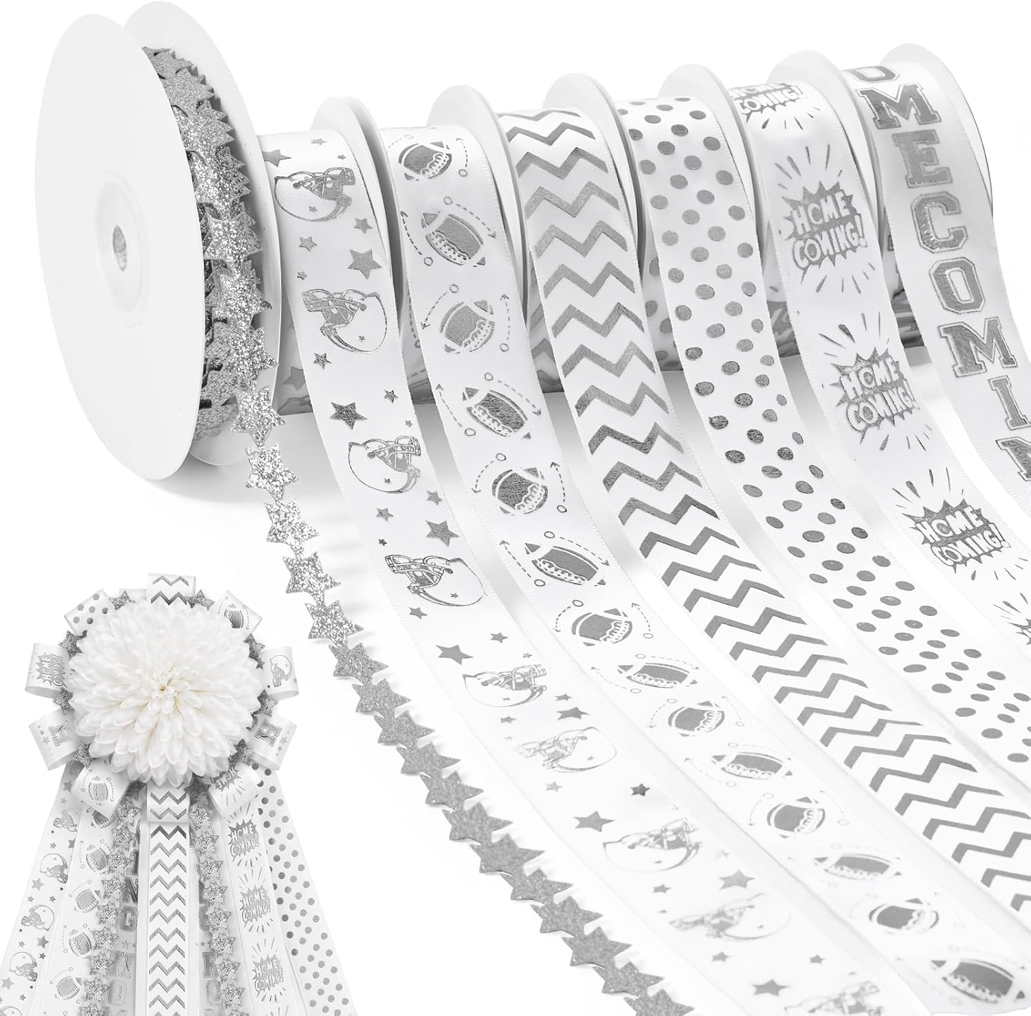 7 Rolls 70 Yards Homecoming Mum Ribbon Set for Homecoming Mum Supplies