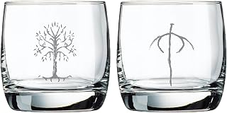 Katalyst Lord of The Rings Tree of Gondor and Orc Eye Whiskey Glasses 10 oz Cocktail Glasses 2-Pack