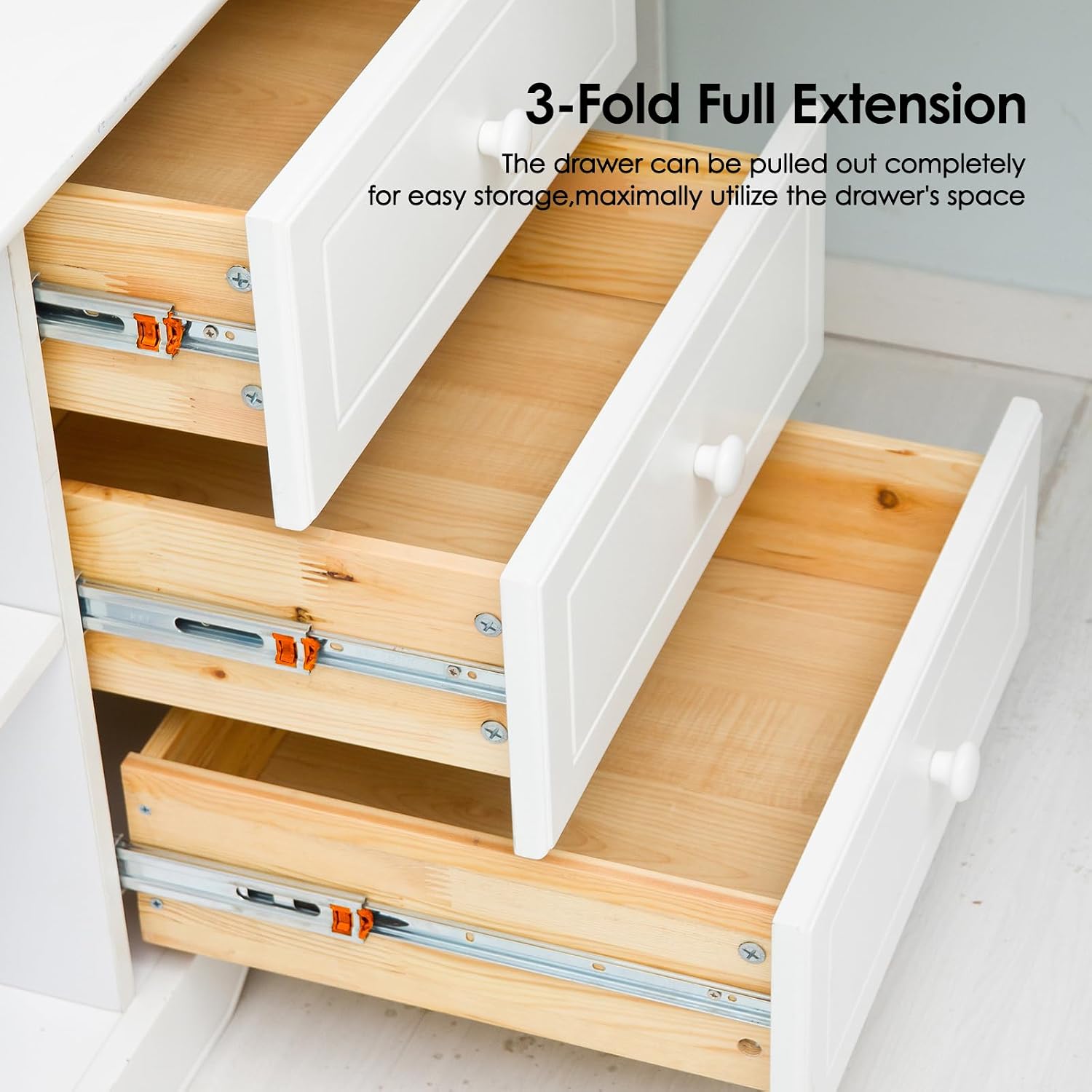 Undermount Drawer Slides, Full Extension Soft Close Bottom Mount Drawer Runners, Concealed Glides for Pull-Out Shelves, Face Frame and Frameless Kitchen Cabinets, 1 Pair