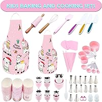 Vista 2 de Juego de 76 piezas para hornear y cocinar para niños, delantal para padres e hijos, kit de decoración de tartas, bolsas y puntas, utensilios
