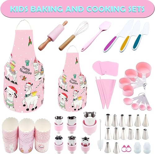 Miniatura 2 de Juego de 76 piezas para hornear y cocinar para niños, delantal para padres e hijos, kit de decoración de tartas, bolsas y puntas, utensilios de