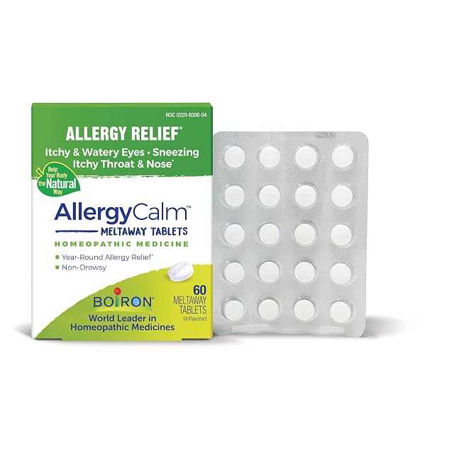 Boiron AllergyCalm Tablets for Relief from Allergy and Hay Fever Symptoms of Sneezing Runny Nose and Itchy Eyes