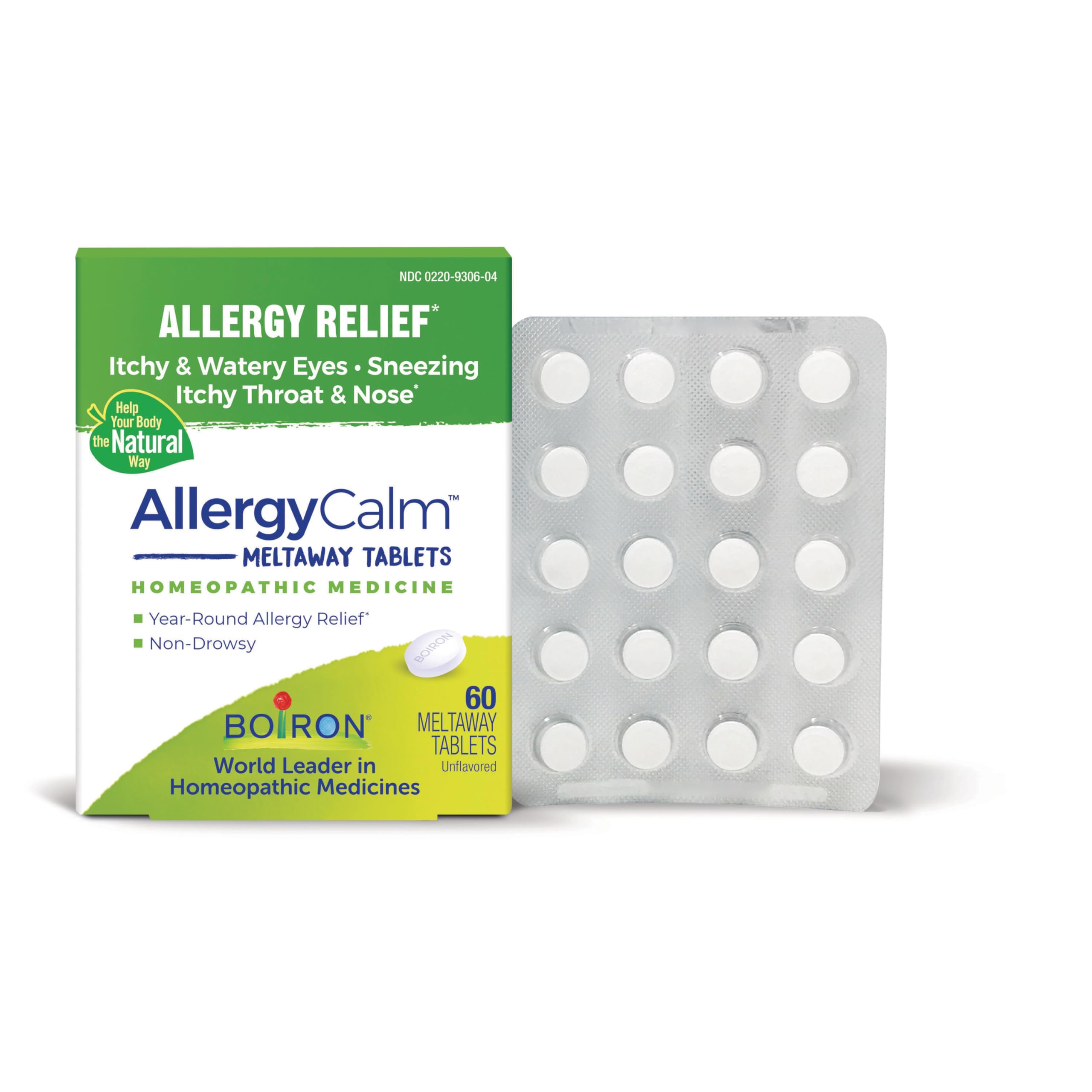 Boiron AllergyCalm Tablets for Relief from Allergy and Hay Fever Symptoms of Sneezing, Runny Nose, and Itchy Eyes or Throat - 60 Count