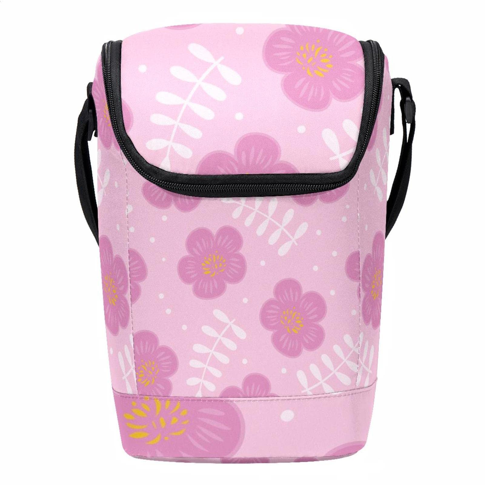 Bolsa de almuerzo pequeña para mujer y hombre, lonchera ligera con diseño floral de cerezo