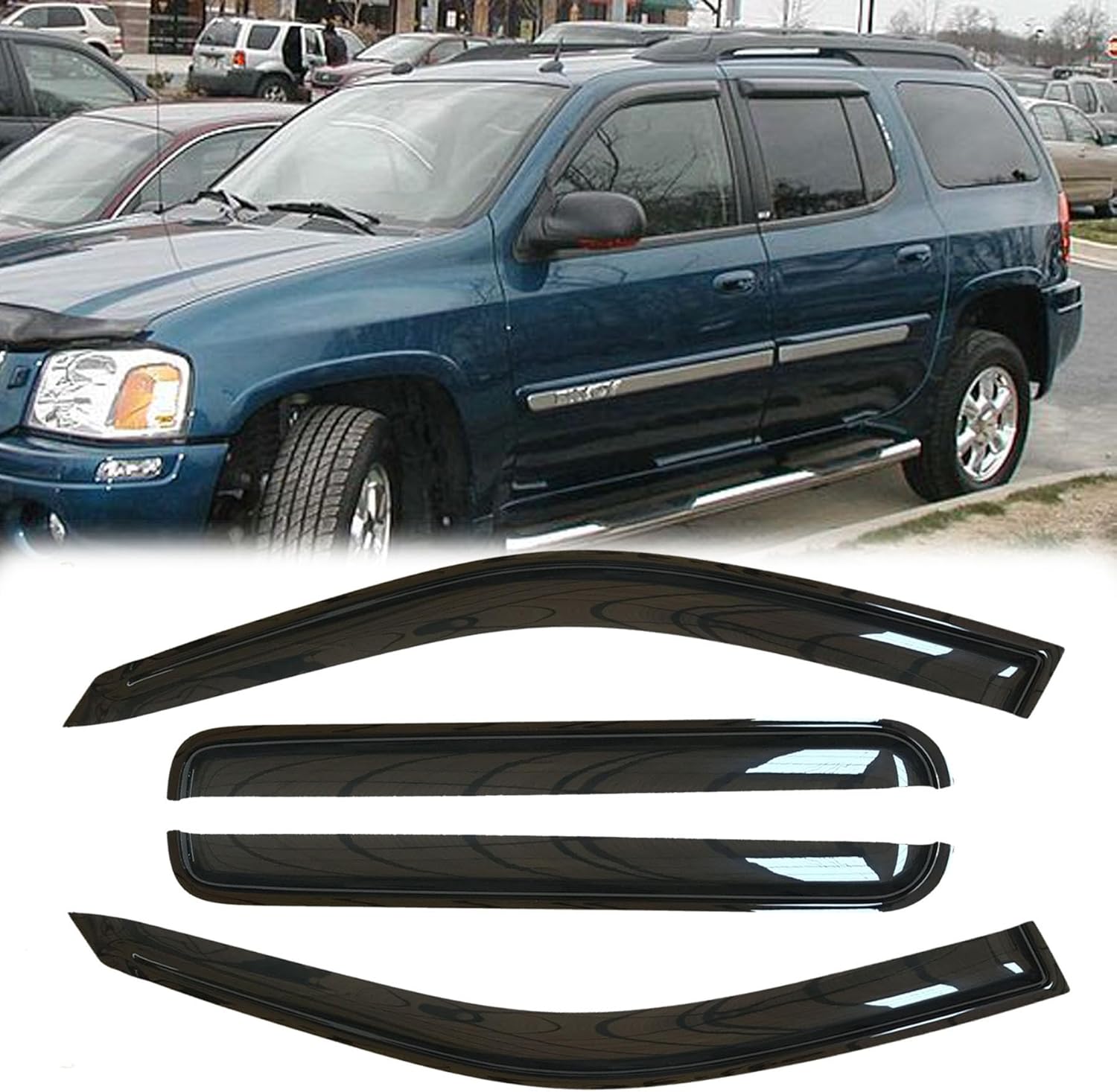 4pcs Original Shatterproof Rainproof Side Window Wind Deflectors for 02-06 Trailblazer Ext,Tape On Rain Guards Sets,Window Visors for Cars,Vent Deflector for 02-06 Trailblazer EXT & Envoy XL/XUV 94240 for 02-06 Trailblazer EXT&Envoy XL/XUV