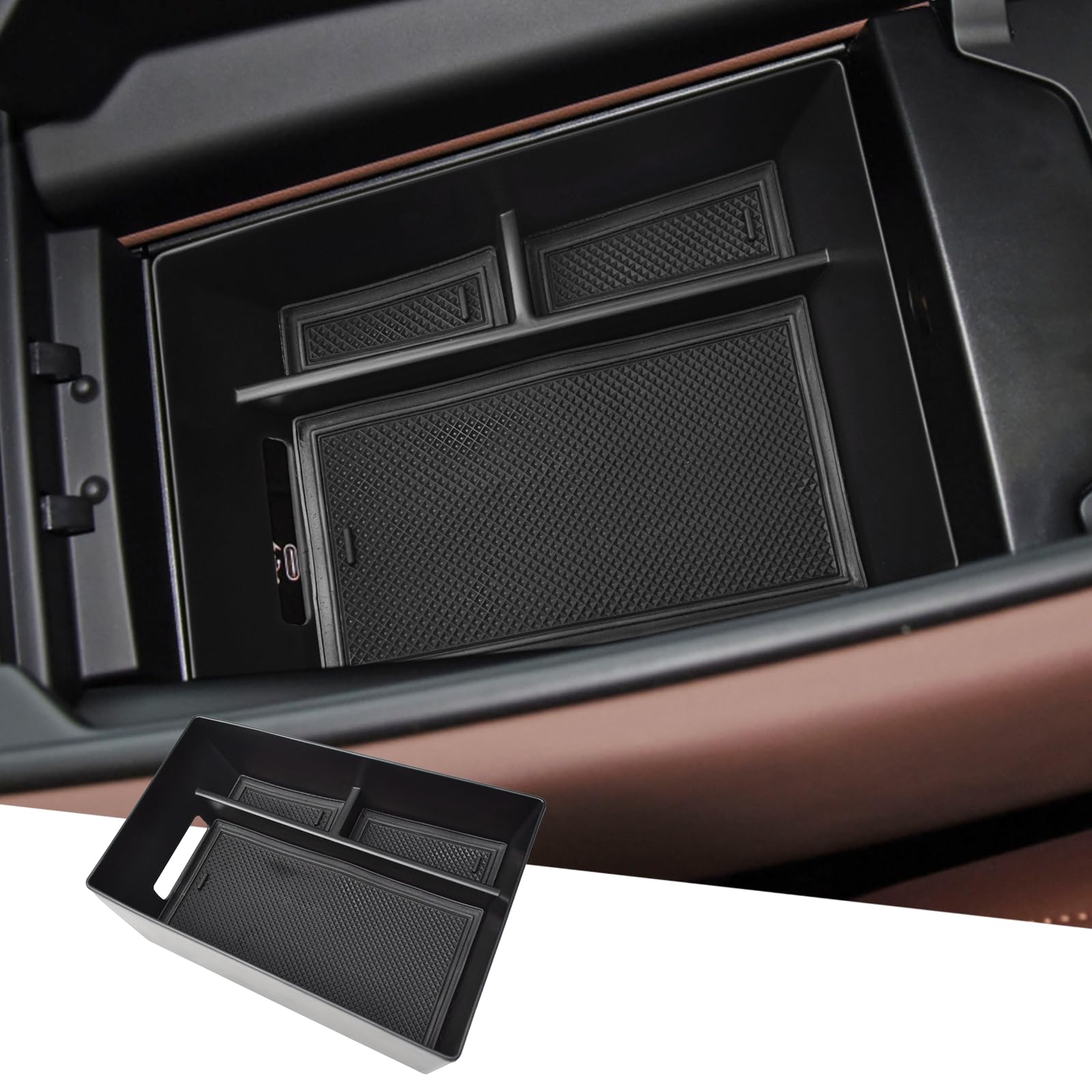 Center Console Organizer Compatible with BMW X5 G05/ X7 G07 2019-2024 2025 2026, X6 G06 2020-2026 Accessories, Armrest Storage Box Middle Console Insert Tray Secondary Compartment, Black Mat