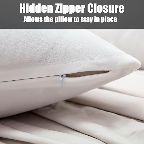 Miniatura 5 de Paquete de 2 fundas de almohada King de terciopelo con cremallera, súper suaves y acogedoras, fundas de almohada de franela de lujo con cremallera,