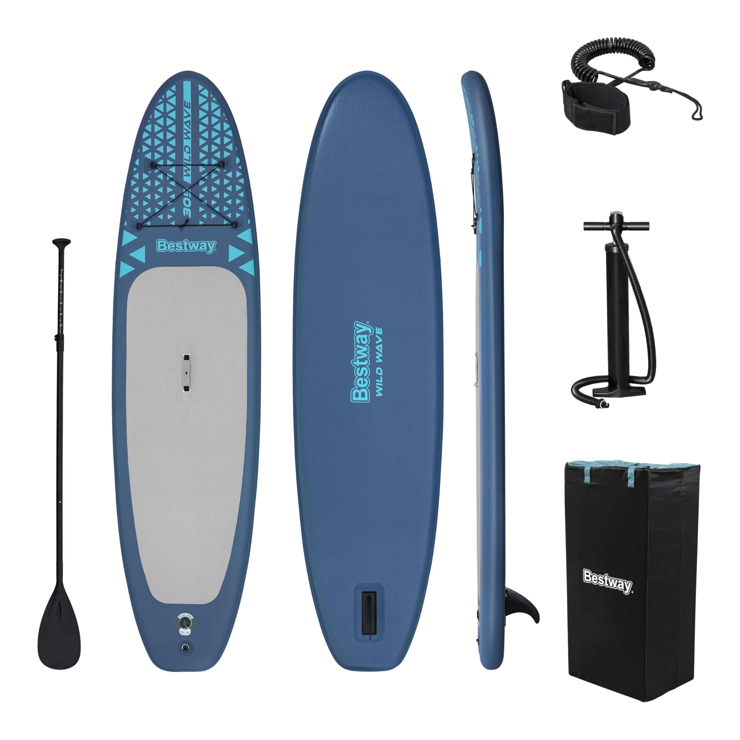Bestway SUP Allround Board-Set Wildwave 305 x 76 x 12 cm – Aufblasbares Stand Up Paddle Board, SUP Komplettset für Einsteiger mit Paddel, Pumpe & Rucksack