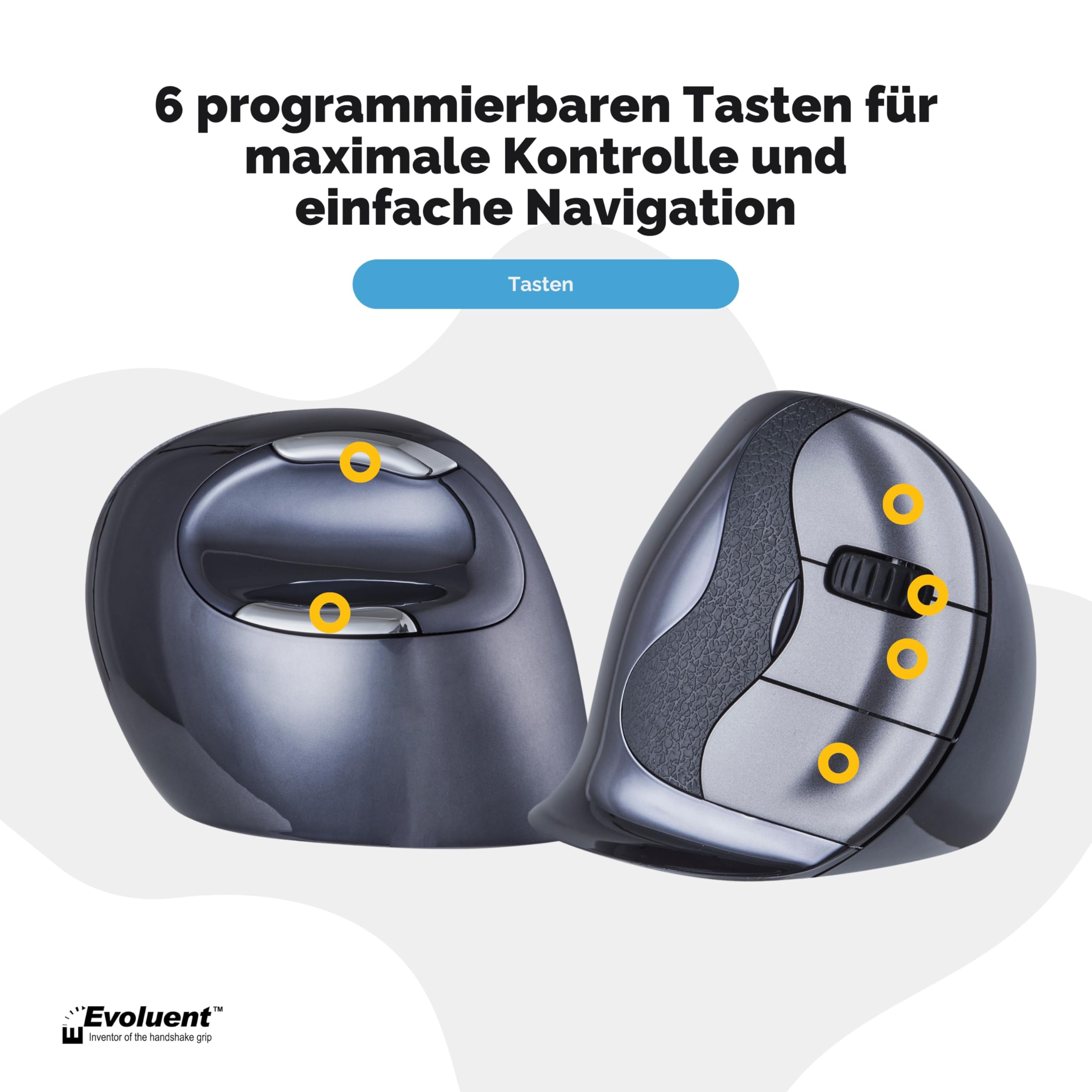 Evoluent VerticalMouse D Kabellose USB Maus für Rechtshänder, Größe M, VMDMW, Schwarz, Silber, Grau, Medium