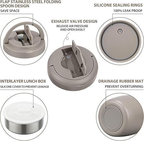 Miniatura 4 de Termo de sopa para comida caliente, contenedor de almuerzo aislado de acero inoxidable de 32 onzas, termo de boca ancha para sopa y alimentos, caja
