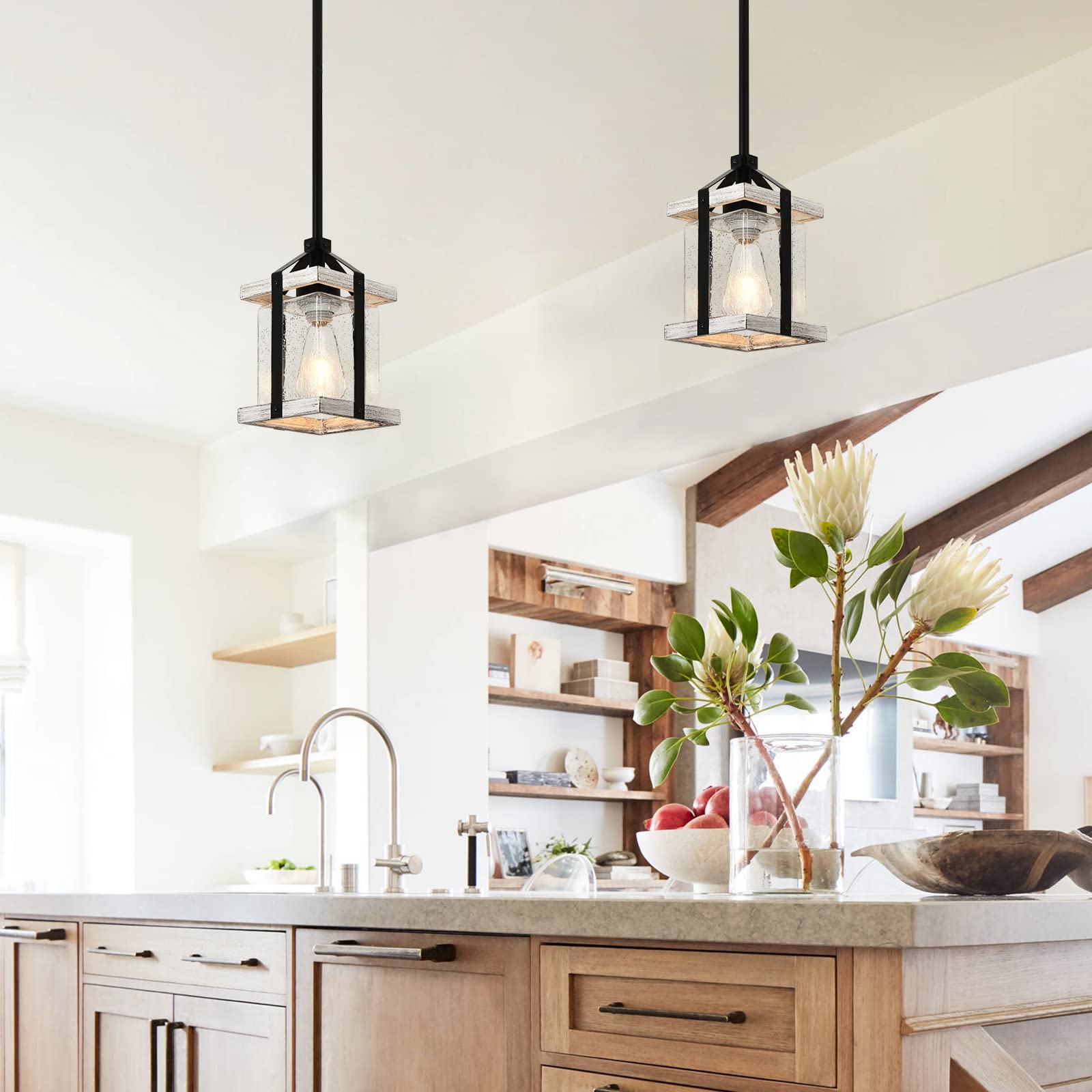 Merbotin Kitchen Pendant Lights Farmhouse Light Fixtures with Modern ...