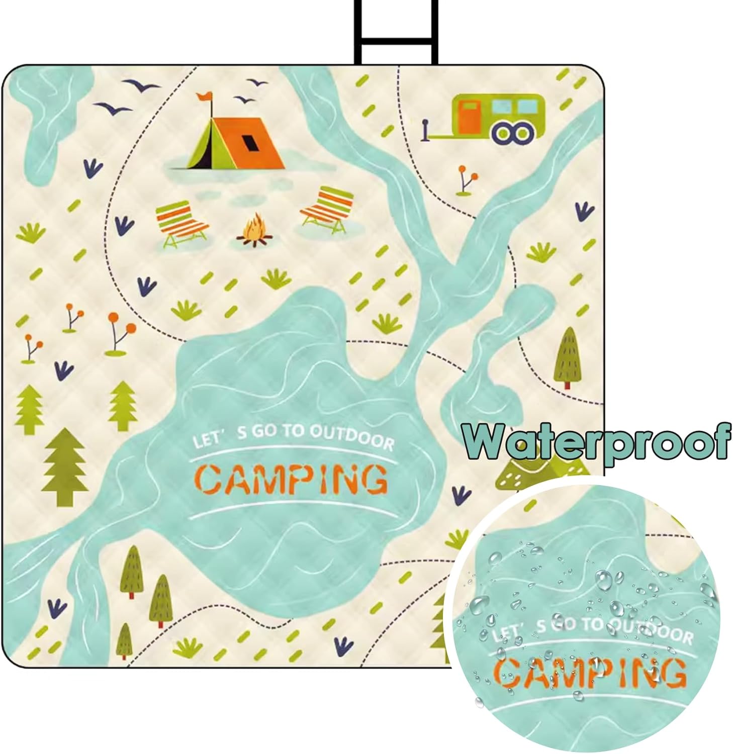 80"x60" Waterproof Picnic Blanket Large Outdoor Camping Blanket Foldable Picnic Camping Blanket Thicker Machine Washable Picnic Mat Portable Wearable for Picnics, Camping - Image 7