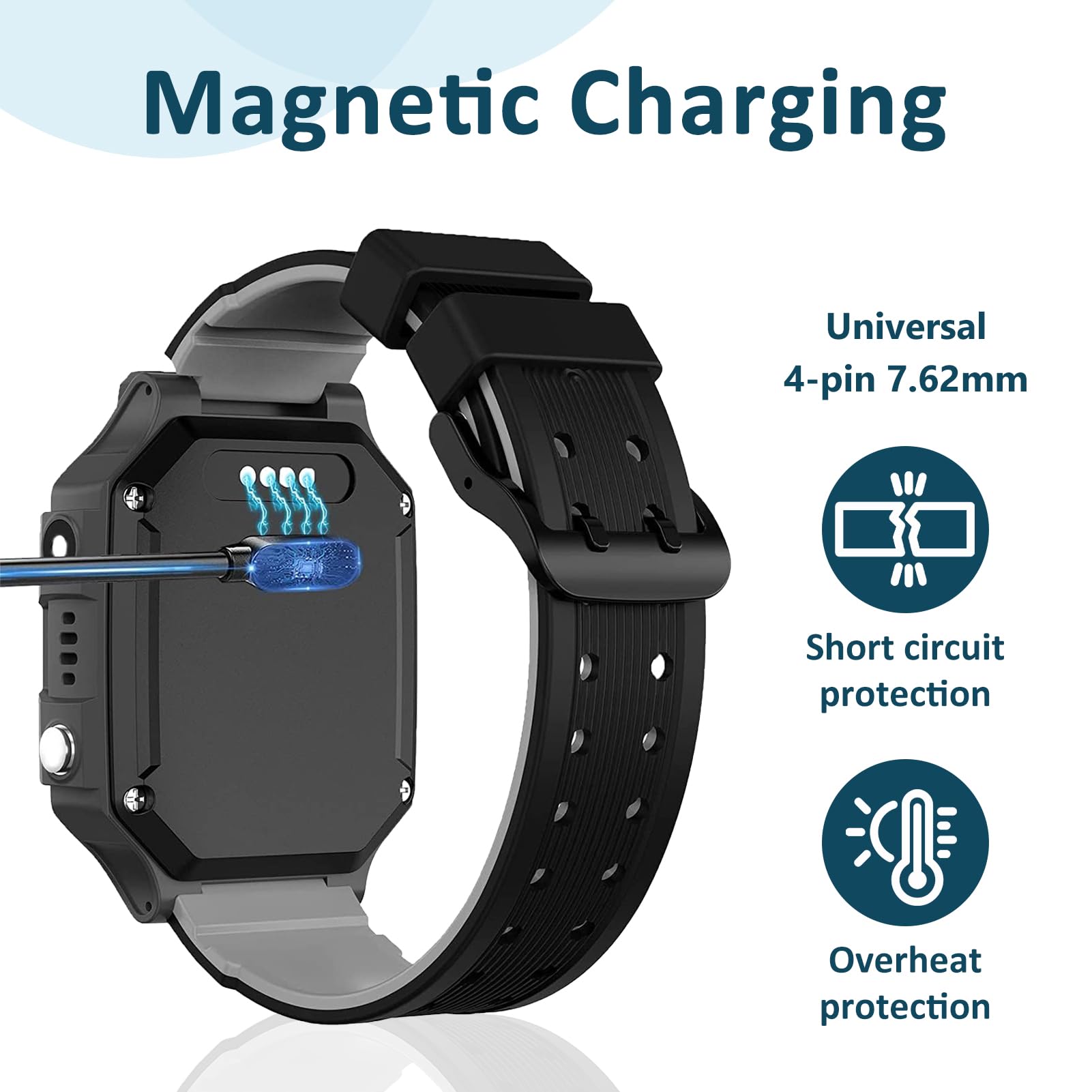 Caricabatterie universale per smartwatch, alimentatore USB, cavo di