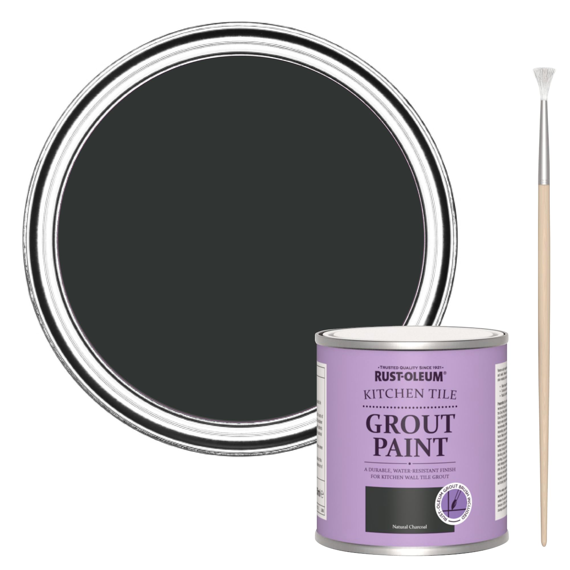 Rust-Oleum Stain-Resistant Black Kitchen Tile Grout Paint - Natural Charcoal (Black) 250ml