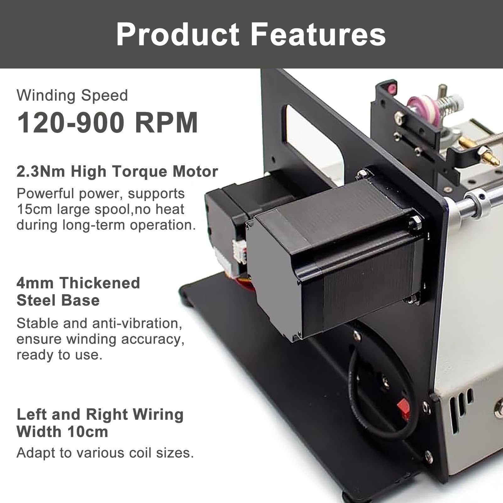 Avvolgicavo elettrico, avvolgicavo automatico, regolabile da 120 a 900 giri/min, precisione 0,01 mm, ideale per lenze da pesca e fili di seta