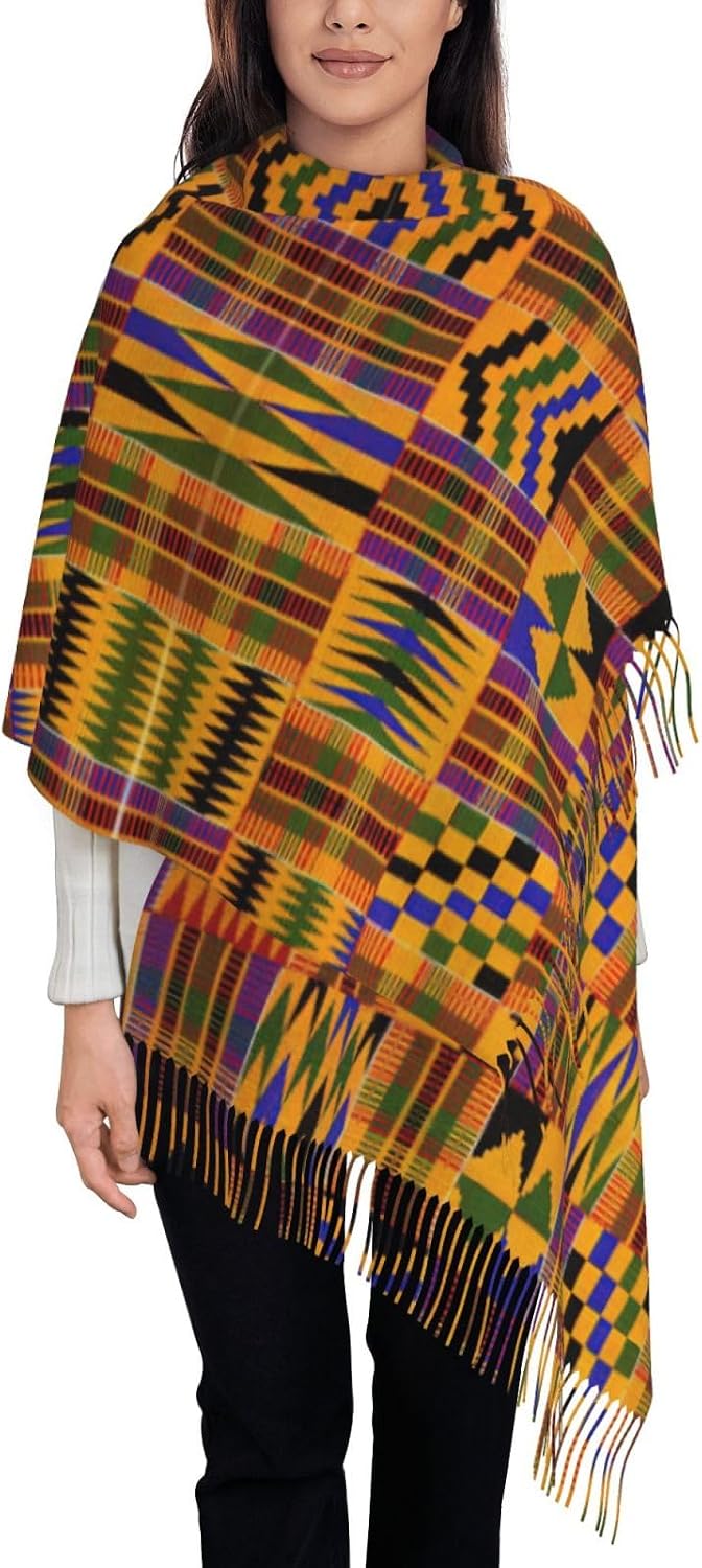 African Ethnic Pattern Print Scarfs For Women,Fall Winter Scarves, Shawls And Wraps For Evening Dresses,Super Soft Scarf, Black