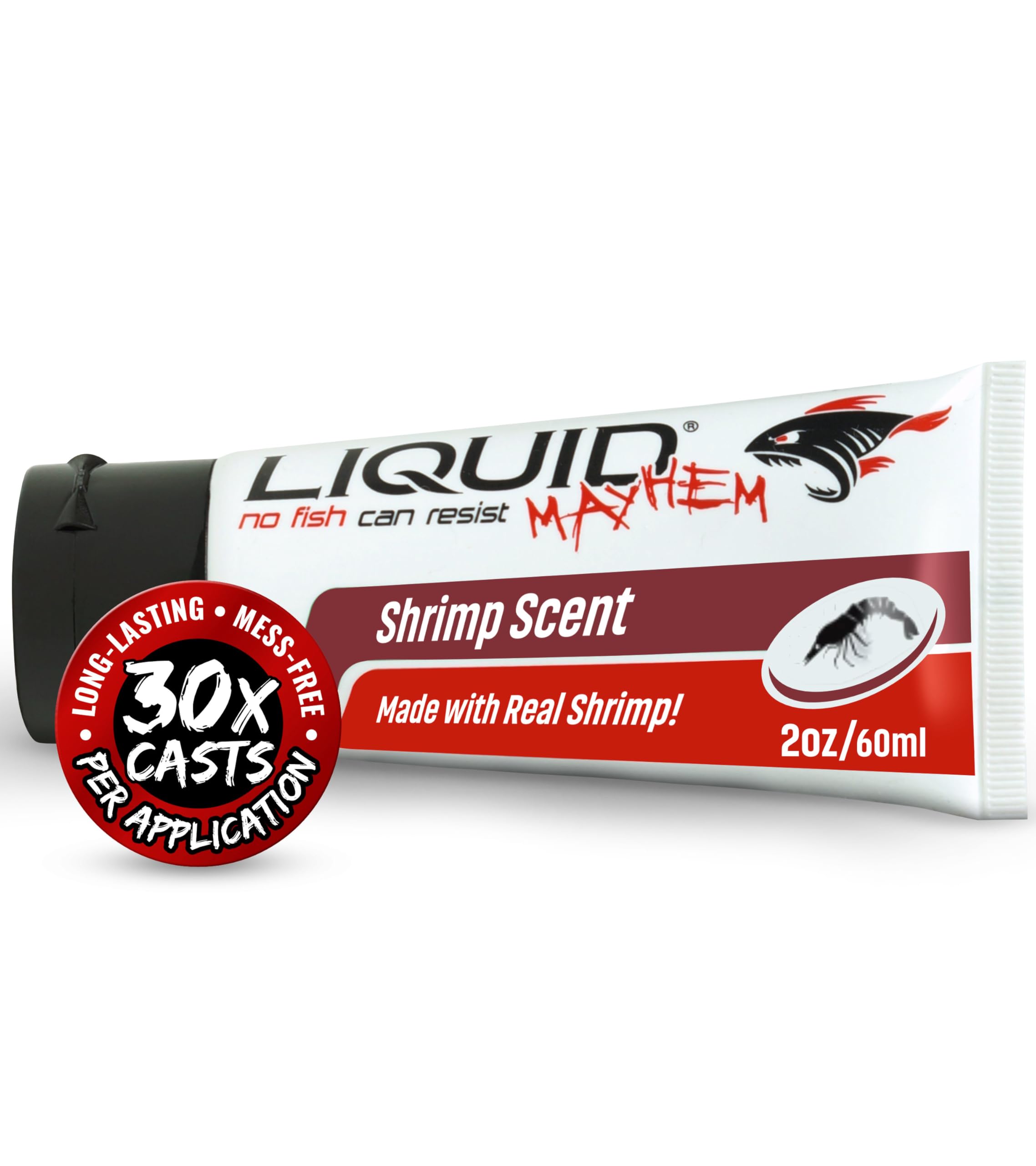 Liquid Mayhem Fish Attractant Scent Gel Made with Real Bait Particles - Fish Bite and Hold On Longer; Bass, Muskie, Freshwater, Saltwater, Apply to Lures, Plastics, Spoons, Plugs, Topwaters, Jigs