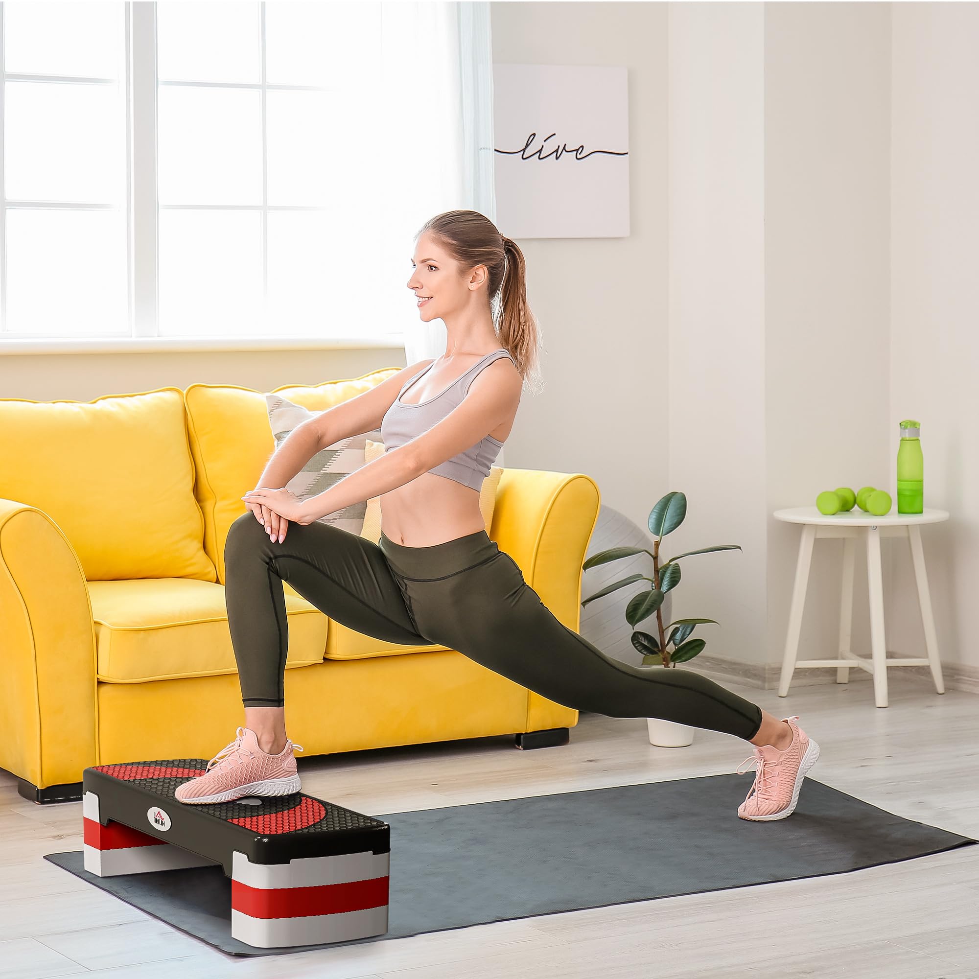 HOMCOM Stepper Fitness Aerobic - Aosom.fr x FFHandball - hauteur réglable 10/15/20 cm surface antiderapante en plastique 80 x 31 x 20 cm