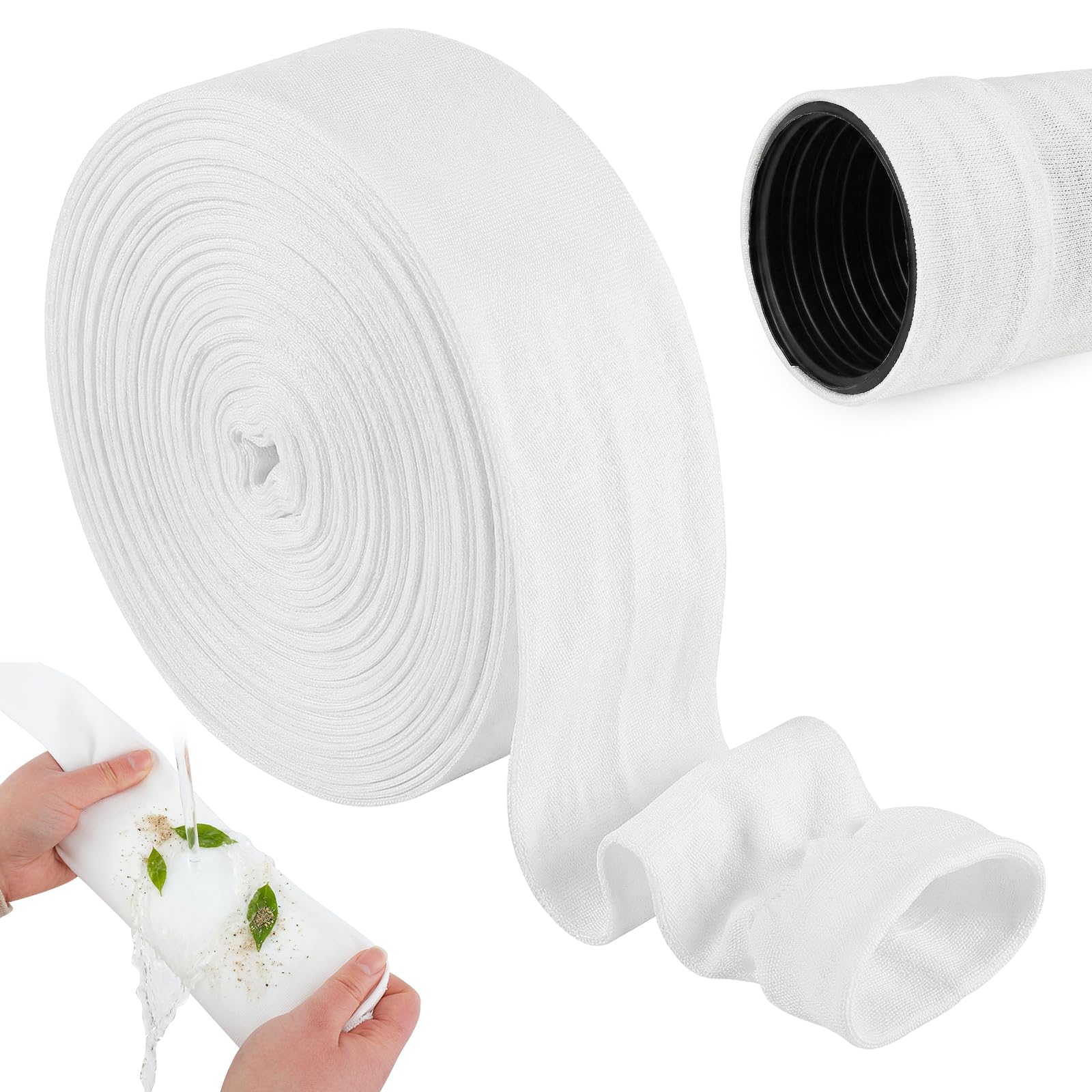 UNIFAMILY 50Ft French Drain Fabric, Drain Sleeve for 4-Inch Pipes, 4" x50Ft Drain Pipe Filter Sock for Flexible Expandable Drain Pipes, Filter Sleeve for Drainage, Filters Fabric for Drainage