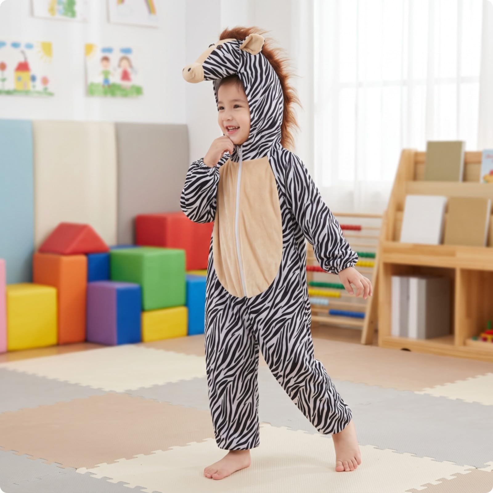 Costume da Morbido | Chiusura Anteriore, Tuta con Cappuccio, Peluche, Tuta completa, per Carnevale, Recite Scolastiche, Bambini