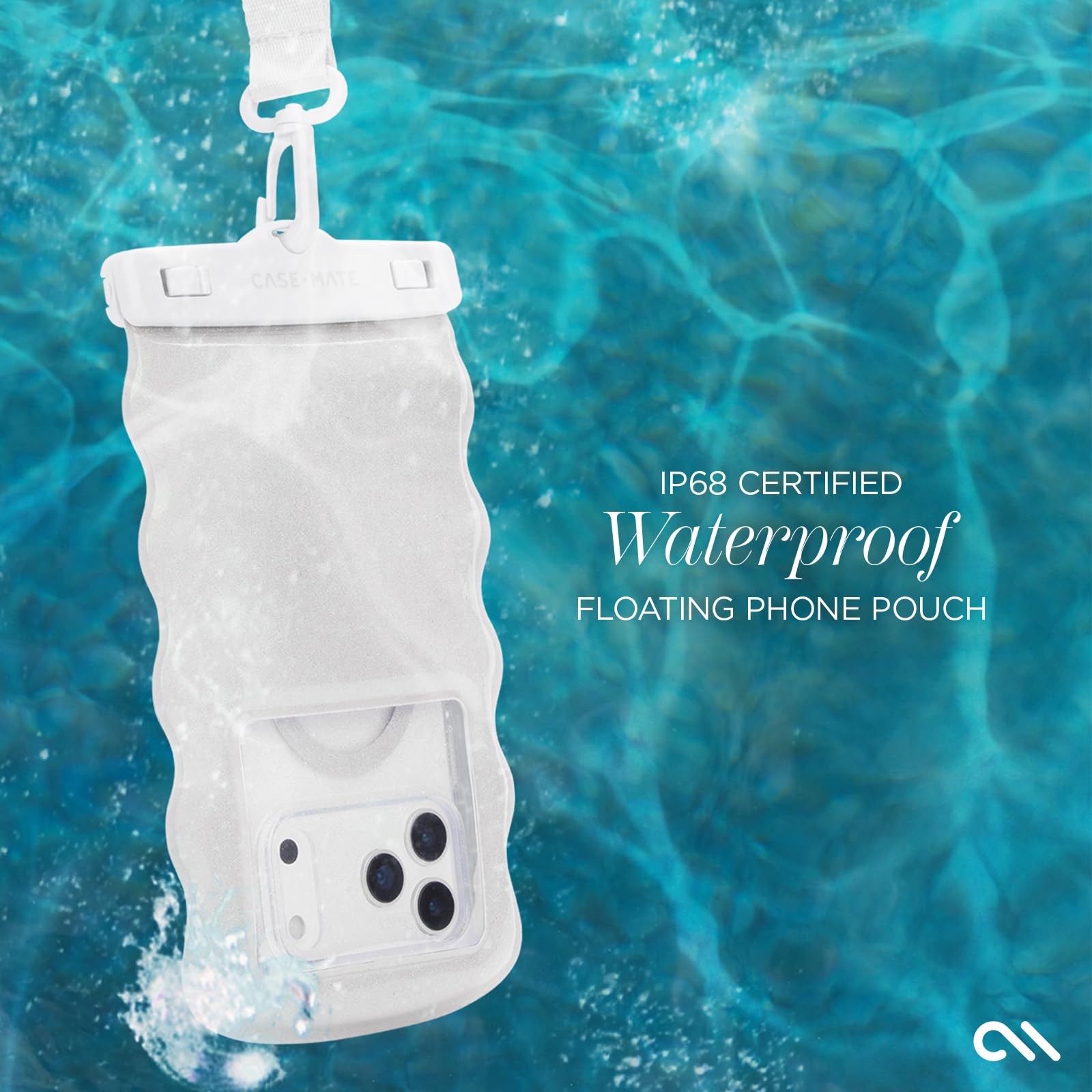 Case-Mate Funda Impermeable Ondulada IP68 para teléfono, Funda Flotante Grande con cordón Cruzado, artículos Esenciales de Viaje para cruceros, Compatible con Todos los Dispositivos, Bolsillo Oculto