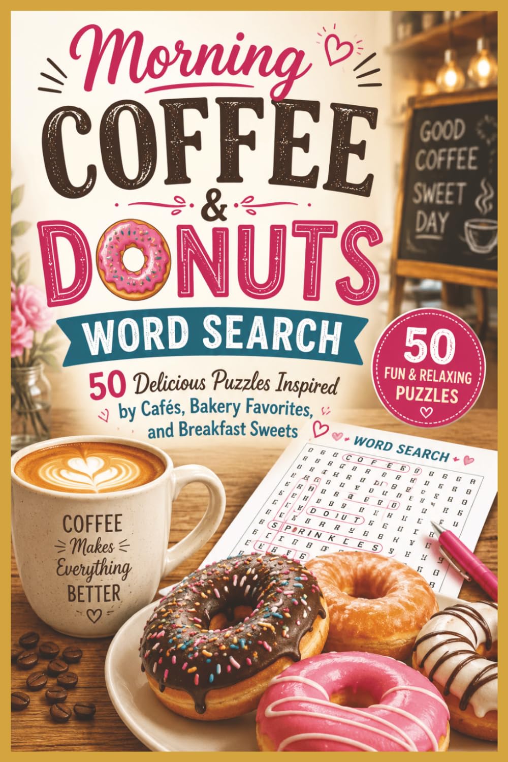 Morning Coffee & Donuts Word Search: 50 Delicious Puzzles Inspired by Cafés, Bakery Favorites, and Breakfast Sweets (Word search books collection)