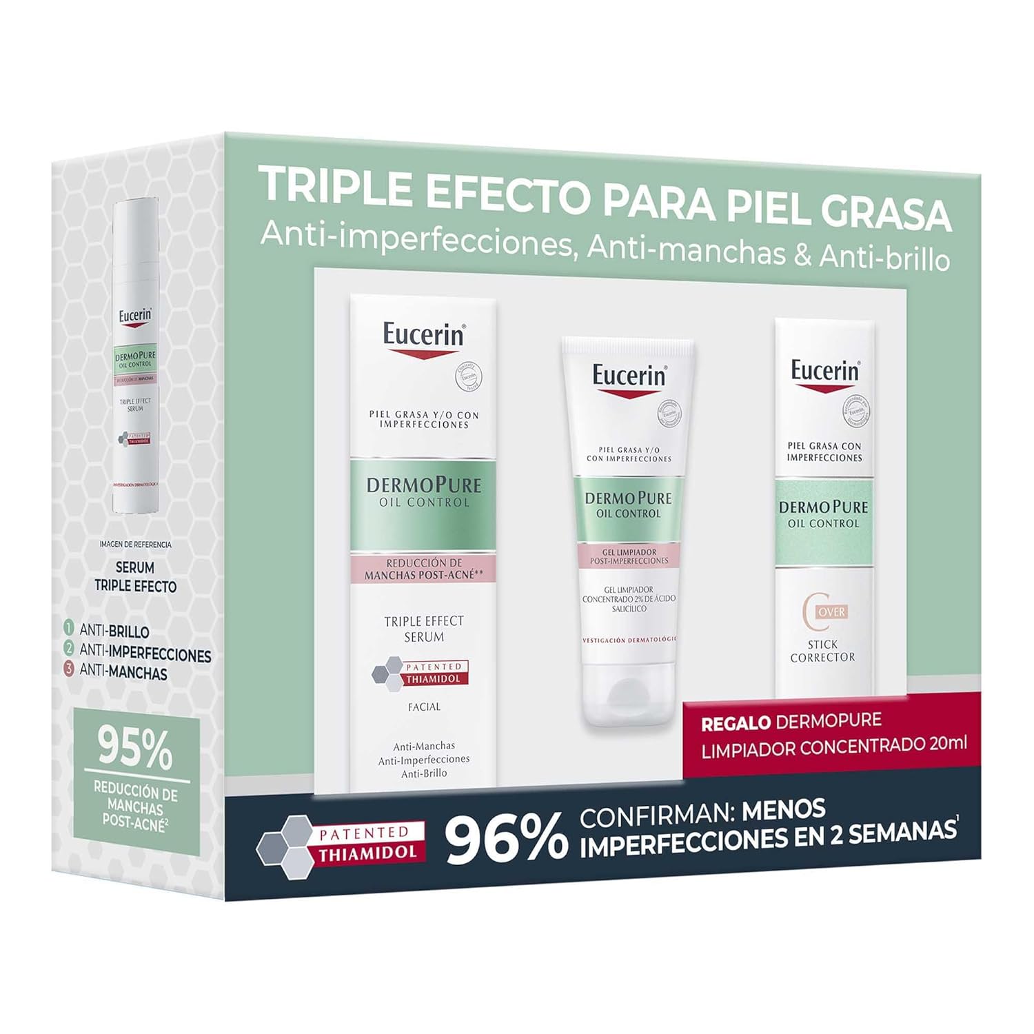 Eucerin Triple Efecto para Piel Grasa, DermoPure Oil Control Anti-Imperfecciones, Anti-Manchas, Anti-Brillo