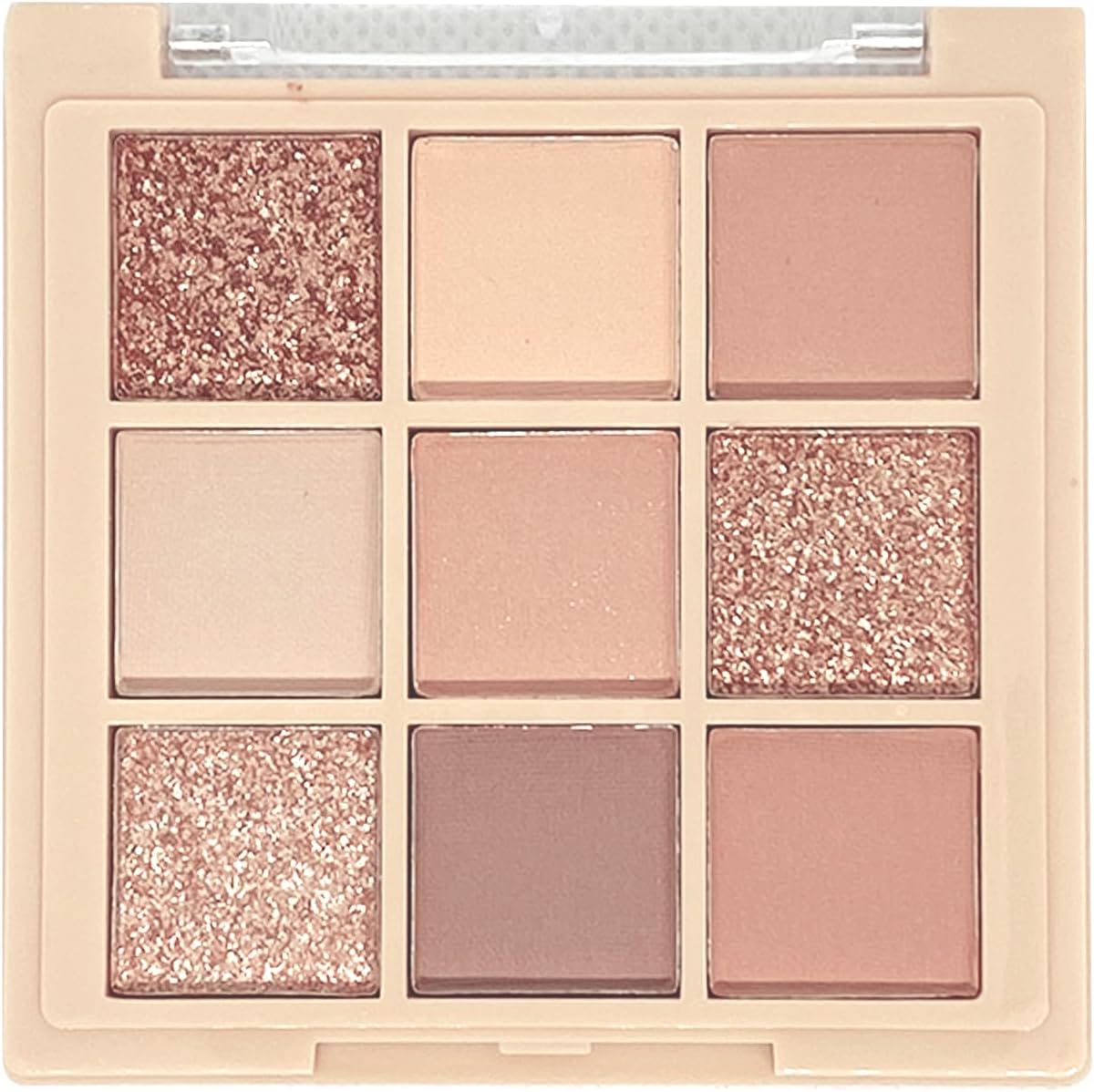 9 Colors Milk Tea Glitter Eyeshadow Palette, Matte Nude Neutral Brown Blendable Shades, Bronzer Champange Gorgeous Pearls Powder Eyeshadow, Sparkling Shimmer Daily Bright Diamond Makeup #01