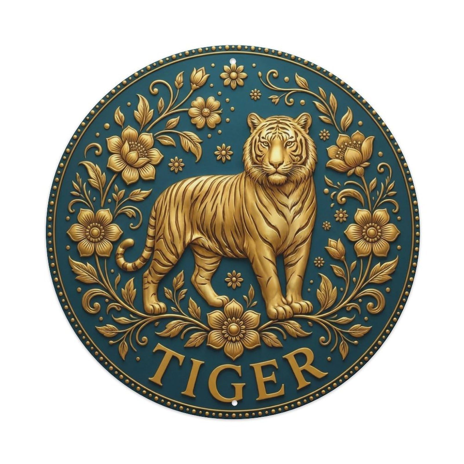 Vintage Tiger Flower Zen Yoga Metal Tin Sign