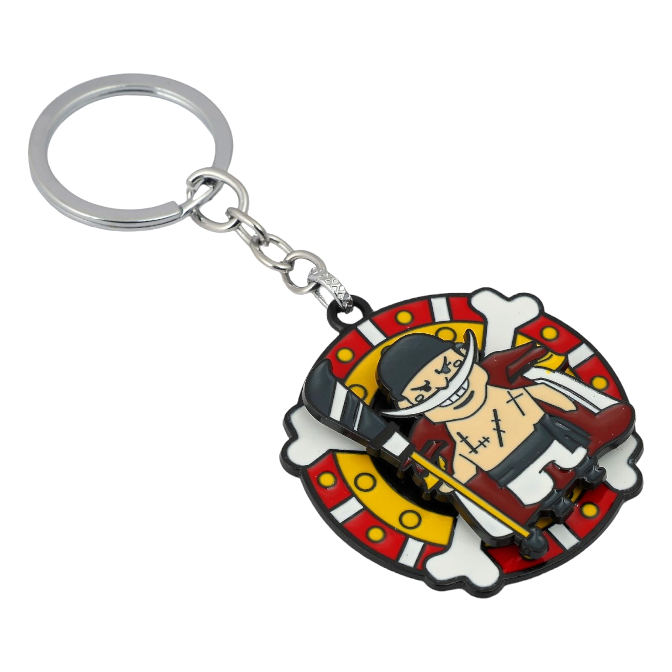 Daiyamondo Anime Silver Rotating Spinning Metal Keychain | Perfect for Anime Lovers | Key Ring for Cars and Bikes | Keychain for Boys (Edward) 1
