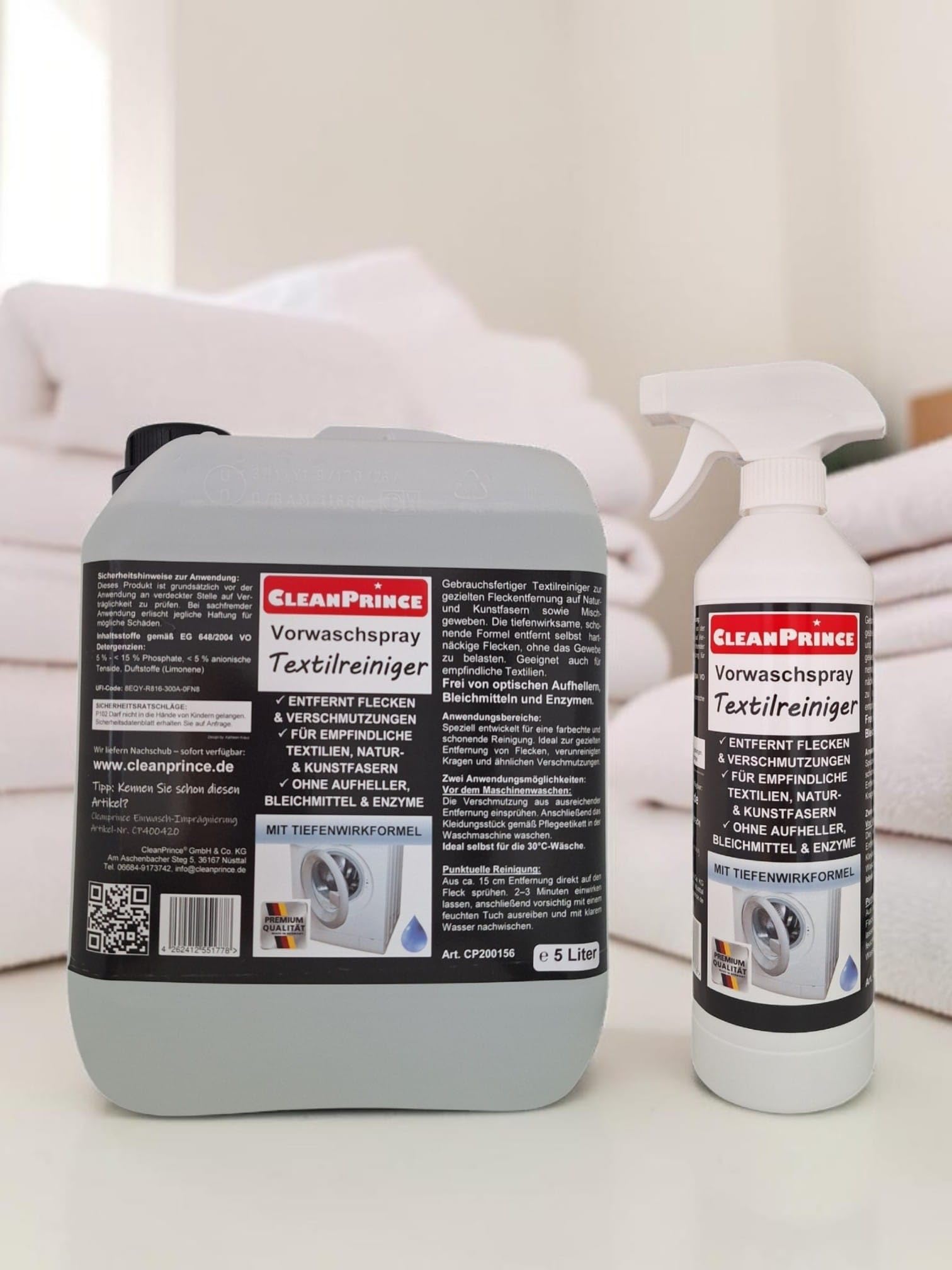 Vorwaschspray 5,5 Liter | Textilreiniger Vorwäsche Fleckenentferner flüssig Spray
