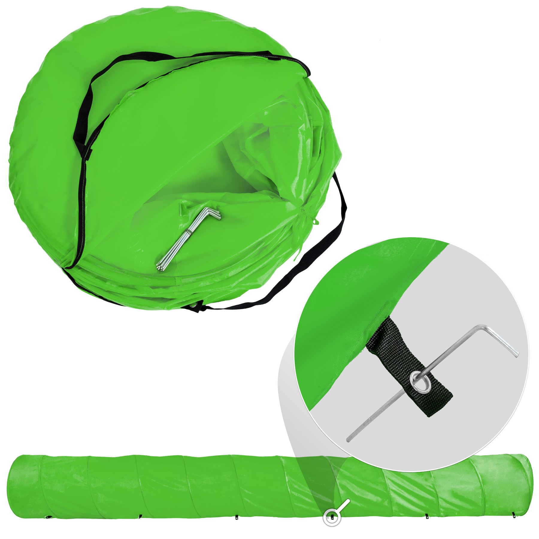 Tunnel Agility Per Cani TecTake - 5m X 60cm, Verde | Con Picchetti E Sacca Di Trasporto - Foto 4