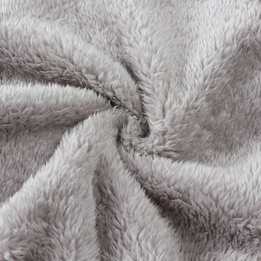 Feidoog Toddler Kids Fleece Hooded Jacket Coat with Ears Zipper Lightweight Long Sleeve Thick Warm Outerwear, Gray, 2-3T - Image 7 thumbnail
