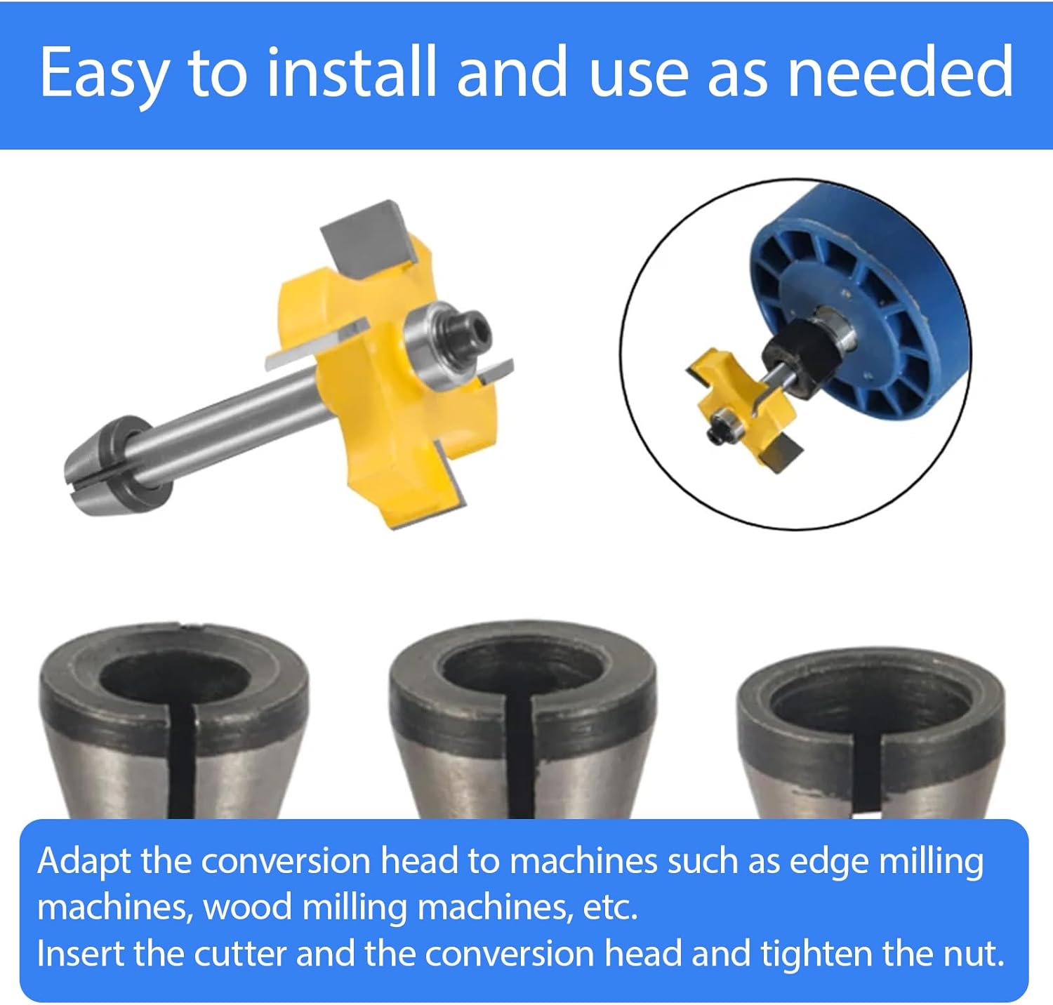 8 Pieces, Milling Adapter Parts 6/6.35/8 mm Mandrel Adapter for Engraving Machine and Wood Milling Routing Chuck