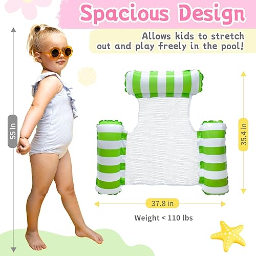 Miniatura 4 de Pool Floats Kids, Meegoo Pool Lounge Chairs 3 Tubes Floaties Water Hammock Inflatable Pool Toys for Kids Ages 8-12 for Summer Party Beach Vacation