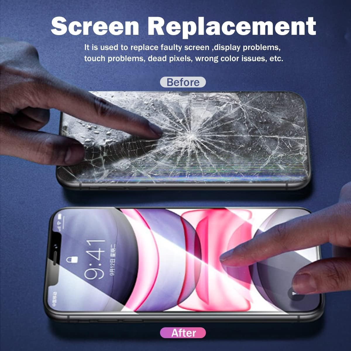Dinow Schermo per iPhone 13 OLED, 6,1" Touch Screen di Ricambio LCD per iPhone 13 Digitizer Frame Assembly con Full HD 3D Touch + Tool Kit (A2482/ A2631/ A2634/ A2635/ A2633)