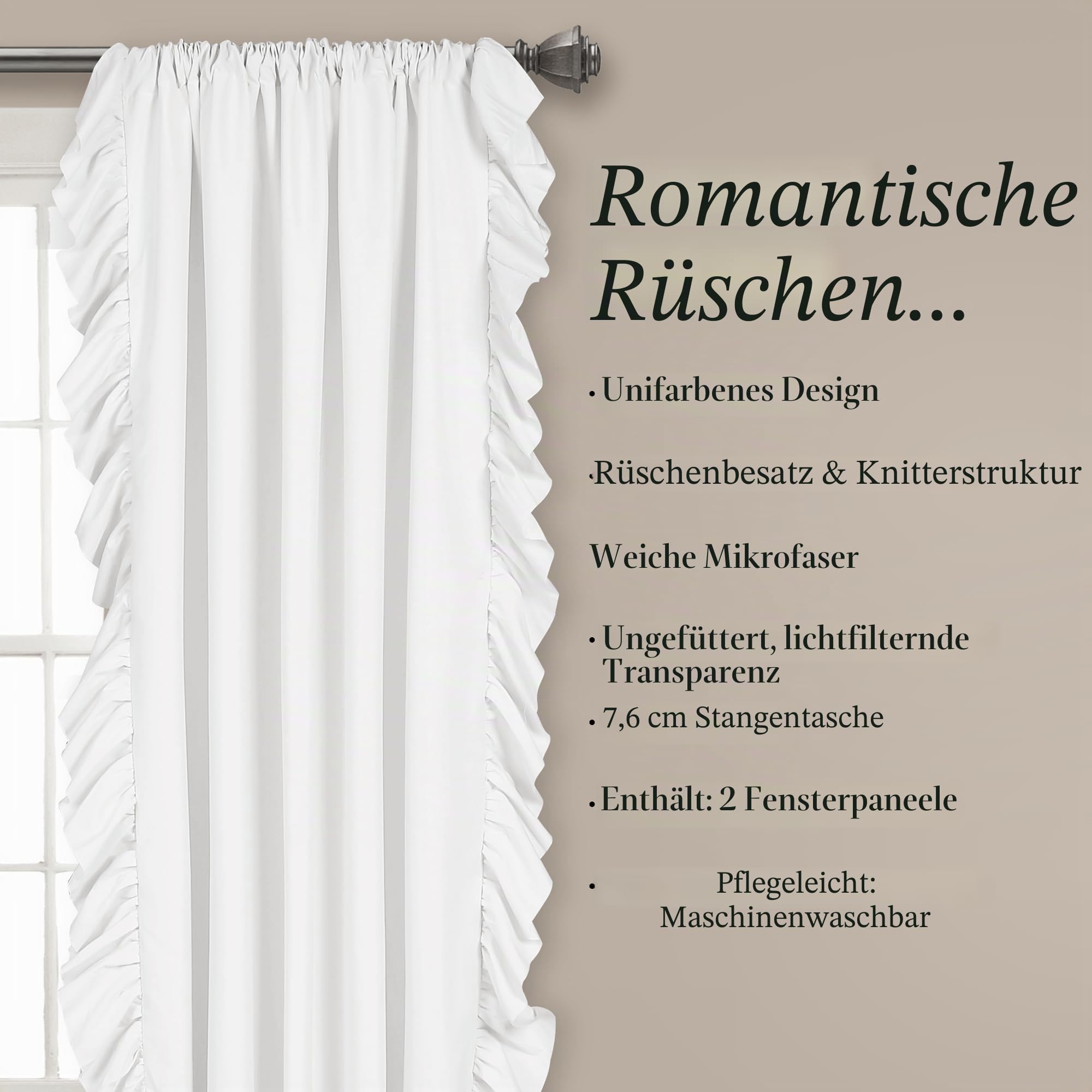 Lush Decor Reyna Fenstervorhang-Set, Weiß, 54x84