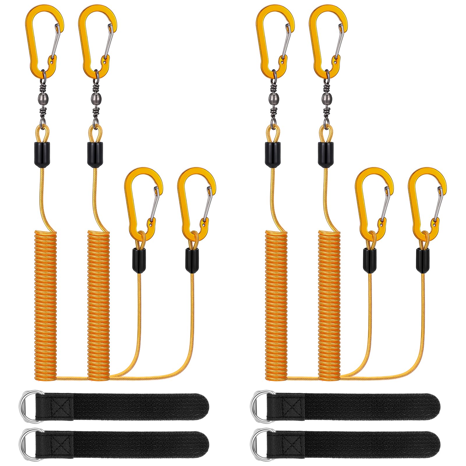 Gejoy 8 Pcs Kayak Paddle Leash Heavy Duty Retractable Coiled Lanyard Pole Tether Straps for Kayaking Boating Canoeing Fishing Pole Rod Board Fishing