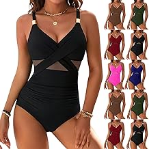 Women's 1 Piece Swimsuit Tummy Shaper Flat V-Neck Push Up Monokini Elegant Mesh Panels Backless Tummy Control Slimming Beachwear Summer Pool Beach