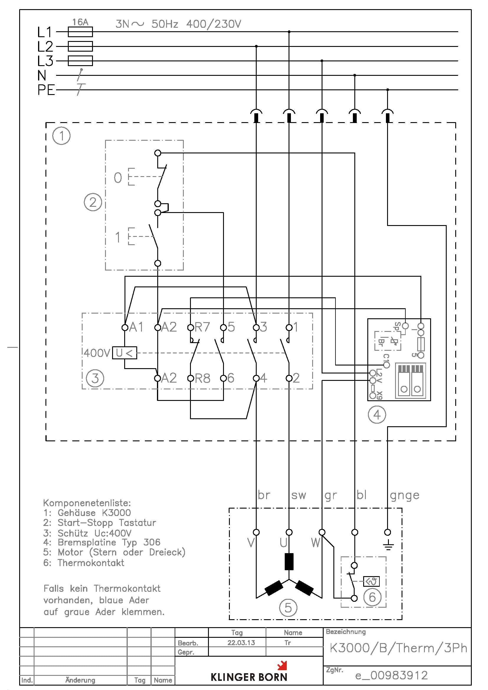 Schalter Starter K3000 3Ph-400V/7,5kW mit elektronischer Bremse
