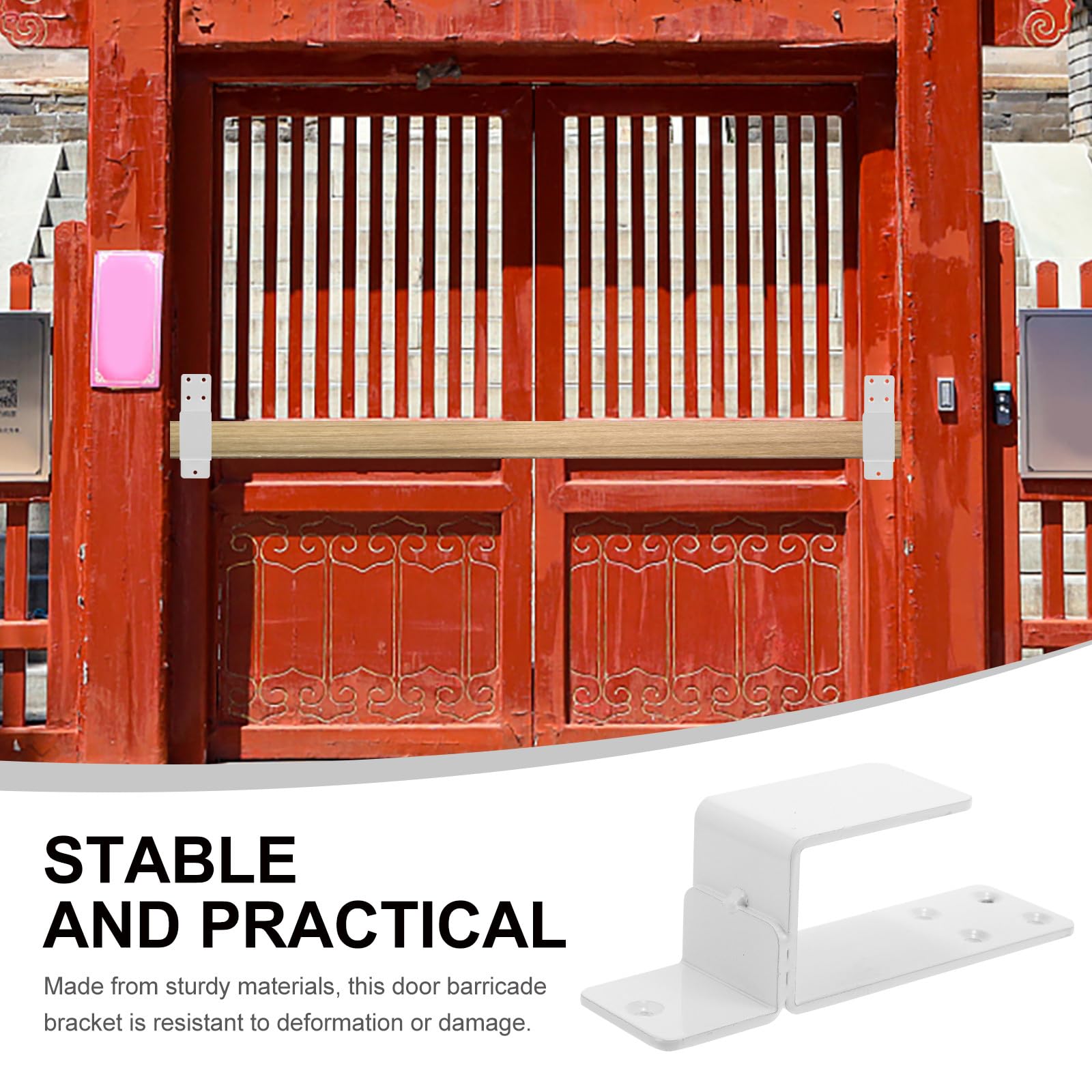 Supports de Barricade en Acier Blanc pour Porte de Sécurité Lot de 2 Pièces, Offrant Stabilité et Sécurité Renforcée pour Portes Commerciales