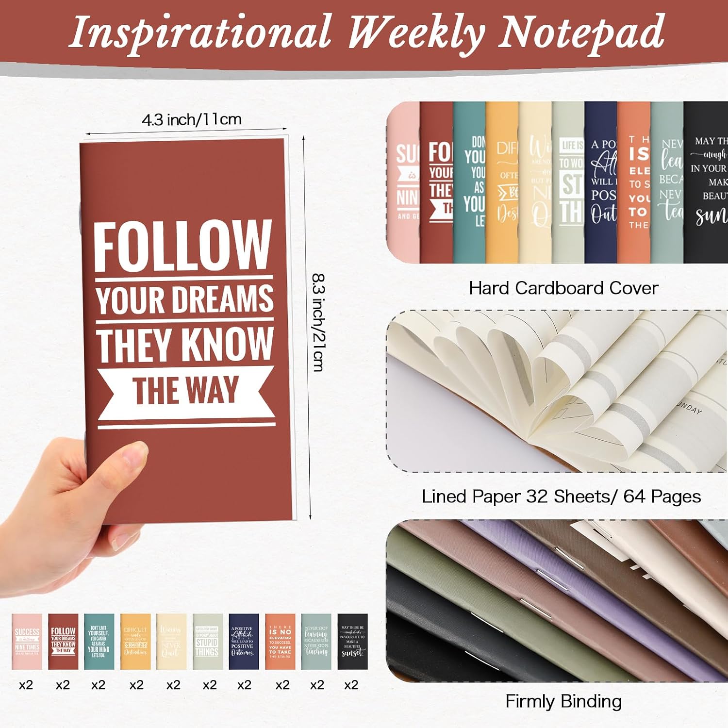 Spakon 20 Set Employee Appreciation Gift 2026-2027 Pocket Weekly Planners with Pen Inspirational Mini Daily Journal to Do List Goals Notepad for Office Coworker Staff Teacher Nurse (Pastel)