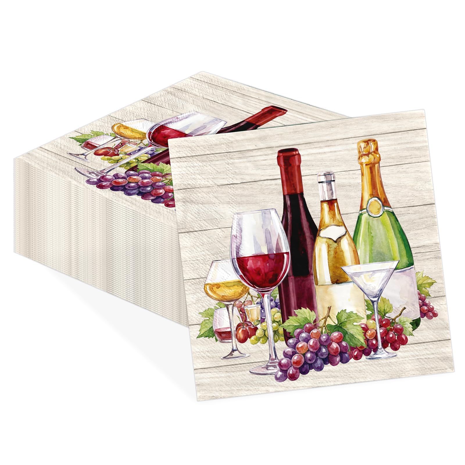 50 Pcs Wine Tasting Cocktail Napkins 5 x 5 Inch 3 Ply Drinks Theme Napkins