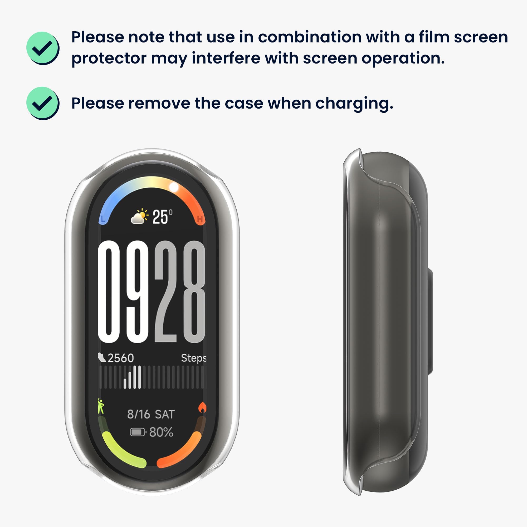 kwmobile Etui kompatybilne z etui Xiaomi Mi Band 10 / Smart Band 10, 2 x szkło hartowane z plastikową ramą, przezroczyste/czarne