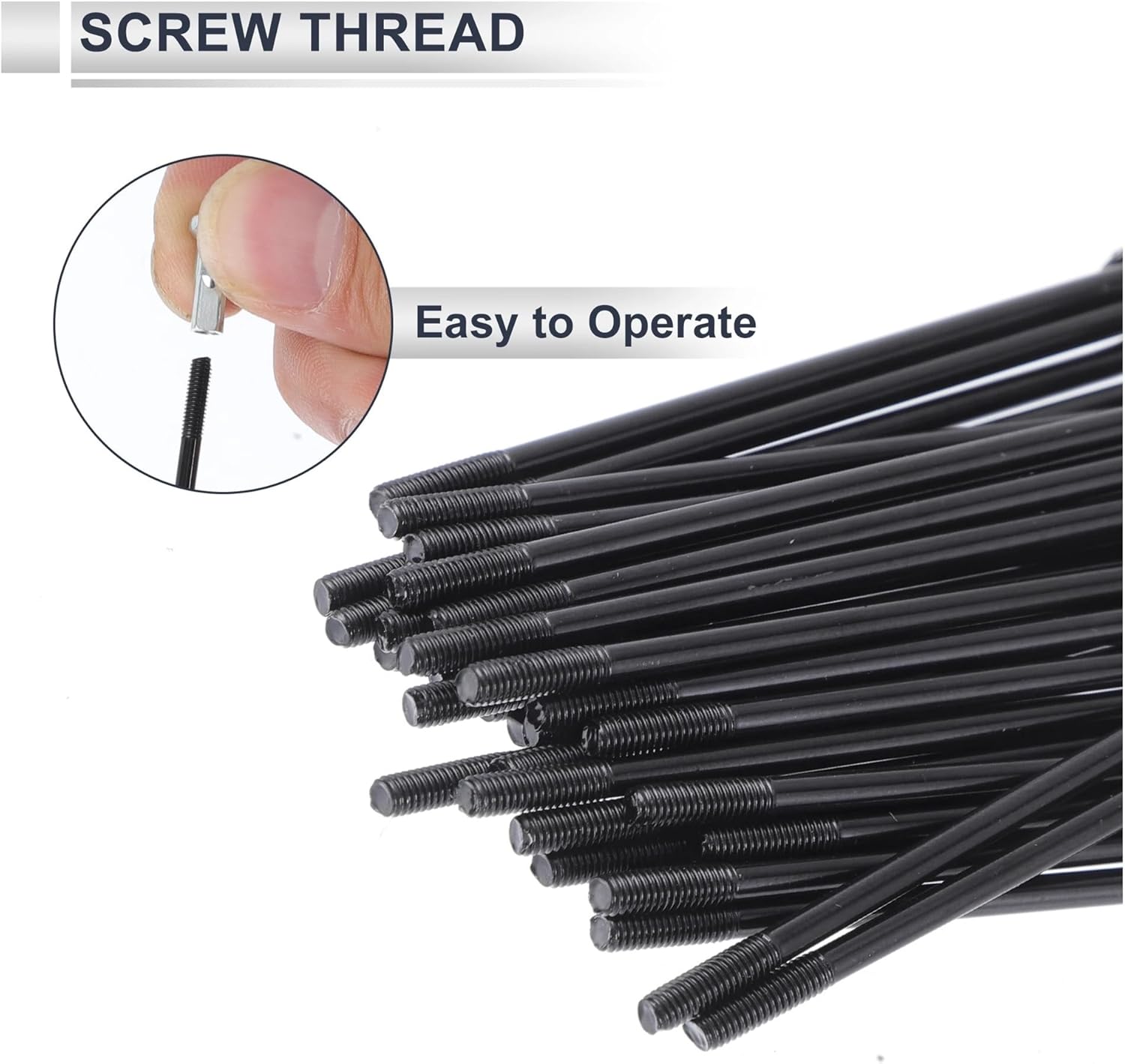 Spoke Bicycle Spokes Bike Wheel Spokes with Nipples 13G Length 163mm-255mm Black Durable Bicycle Accessories 36pcs(36pcs-243mm)